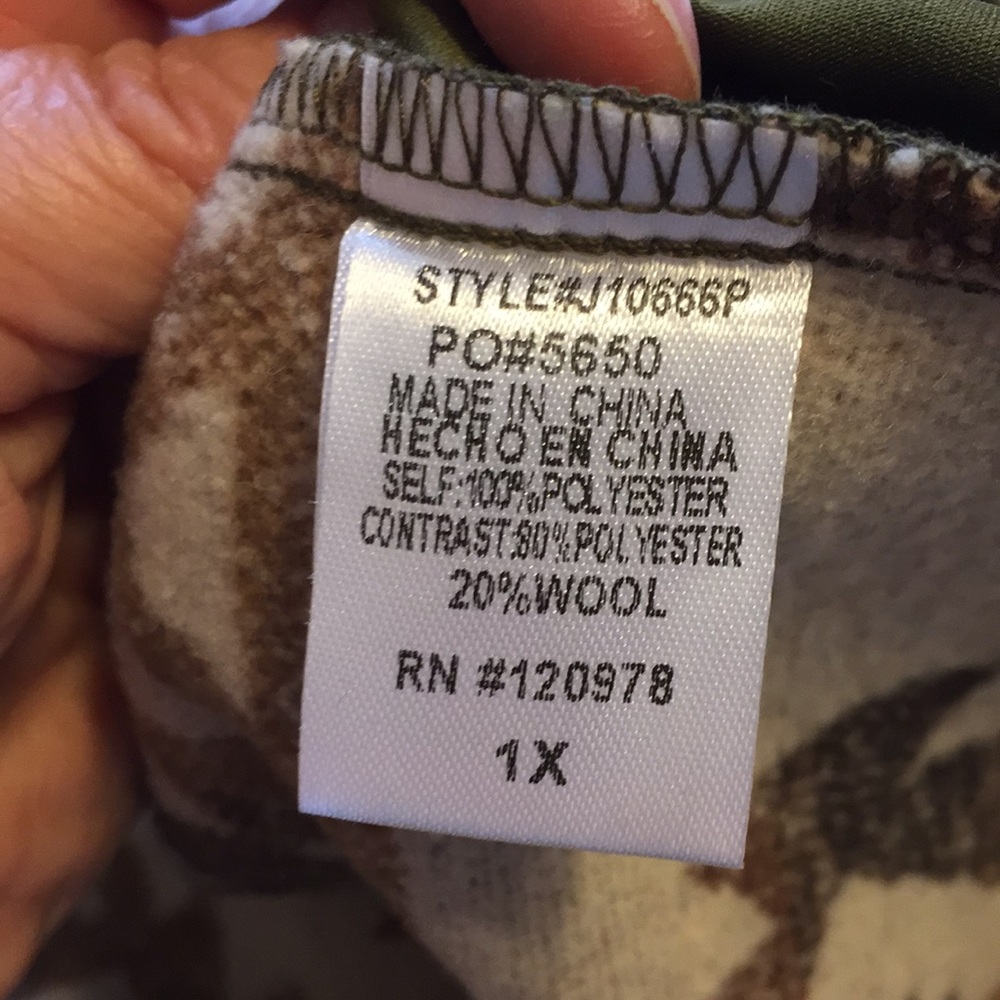 Entro Olive Green Utility Vest  Wool Blend Southwestern Aztec Back Size 1X - Picture 9 of 11